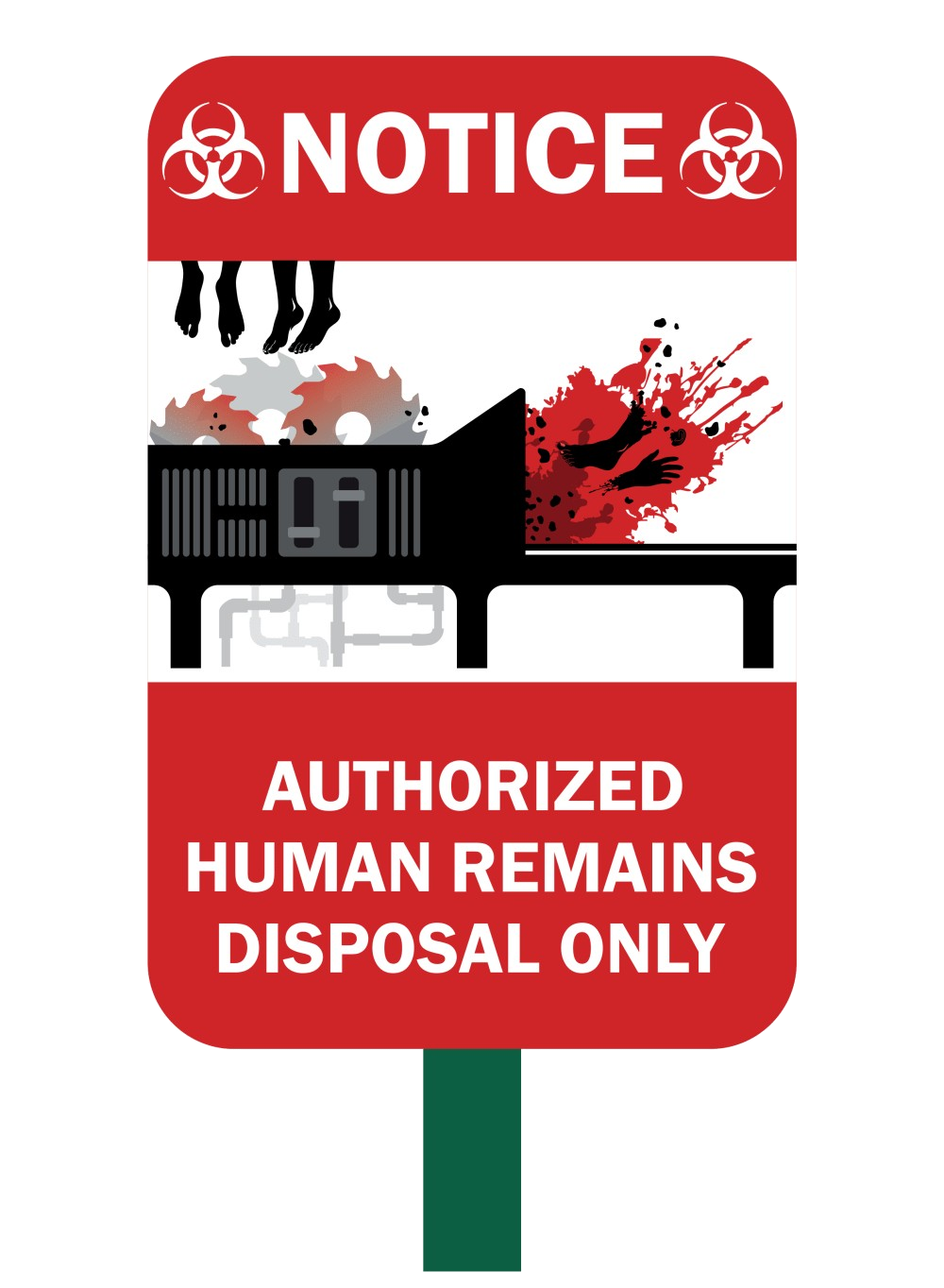 Human Remains Disposal Safety Sign